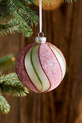 Pink Peppermint Stripe Glass Globe Ornament