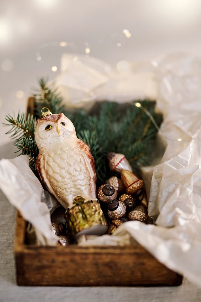 Terrain Perching Owl Glass Ornament #1