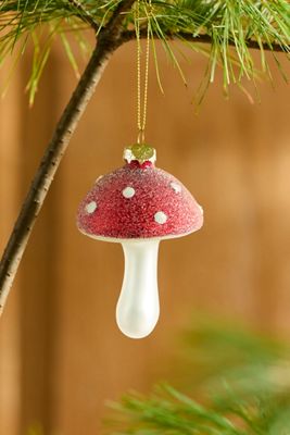 Beaded Mushroom Glass Ornament