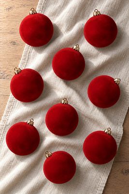 Shatterproof Flocked Ornaments, Set of 9