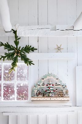Illuminated LED Carved Wooden Christmas Scene