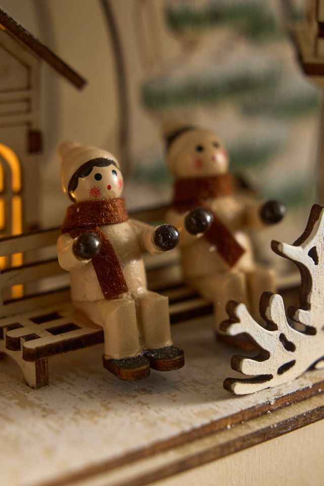 Illuminated LED Carved Wooden Christmas Scene #2