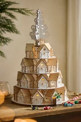 Illuminated LED Wooden Advent Tower
