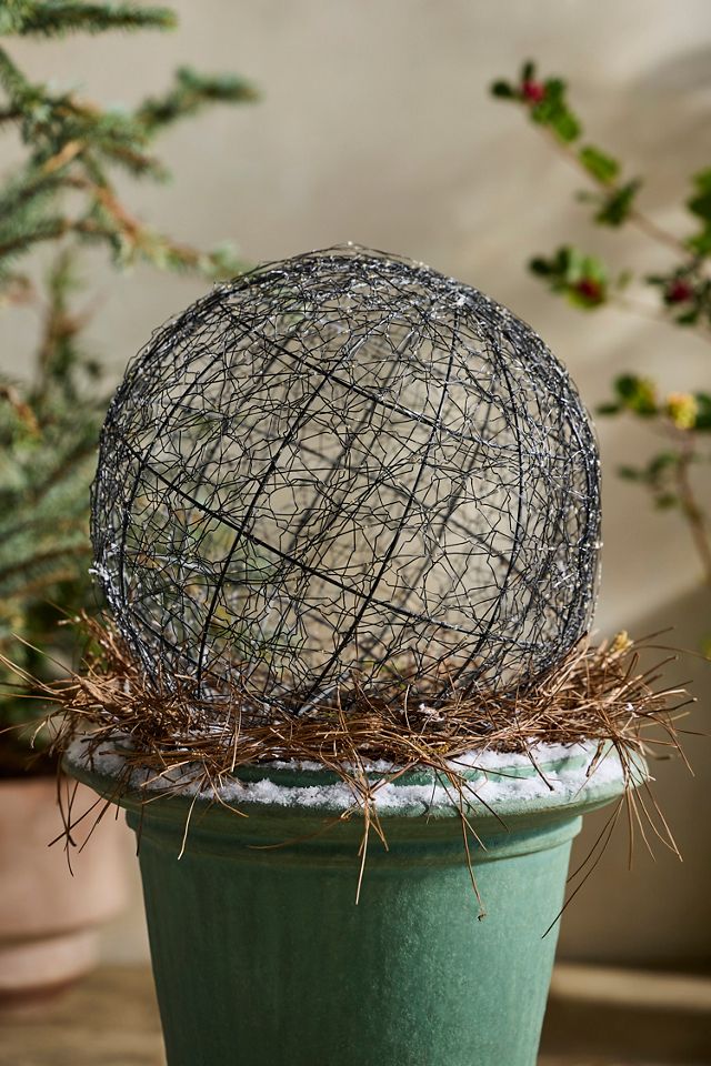 Twinkling Illuminated Iron Wire Garden Orb #2