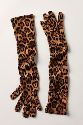 Anna Sui Leopard Longline Gloves