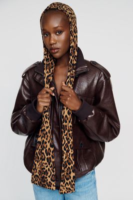 Anna Sui Leopard Balaclava Hooded Scarf