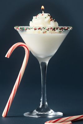 Holiday Cocktail Gourmand Candy Cane Glass Candle