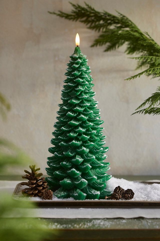 Flameless Snowy Fir Pillar Candle #2