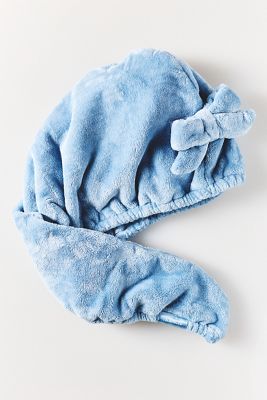 KITSCH Coastal Blue Print Plush Microfiber Hair Towel Turban 