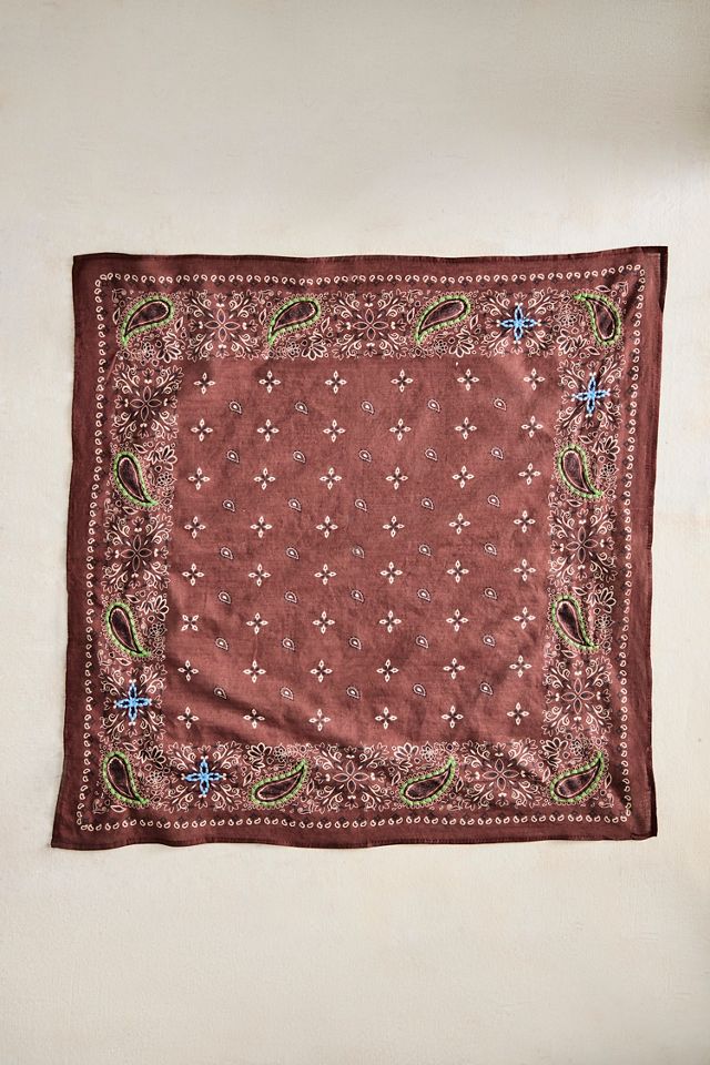 Embroidered Paisley Cotton Bandana #1