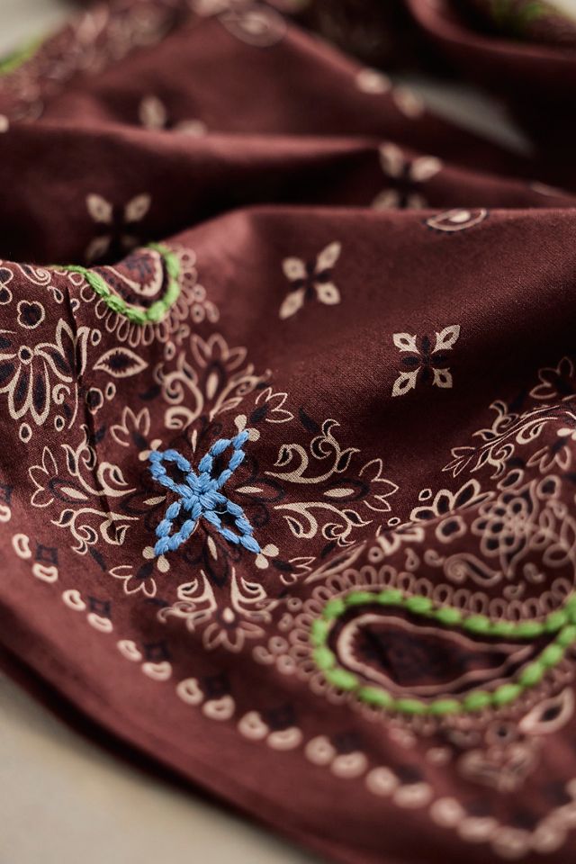 Embroidered Paisley Cotton Bandana #2