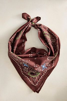 Embroidered Paisley Cotton Bandana