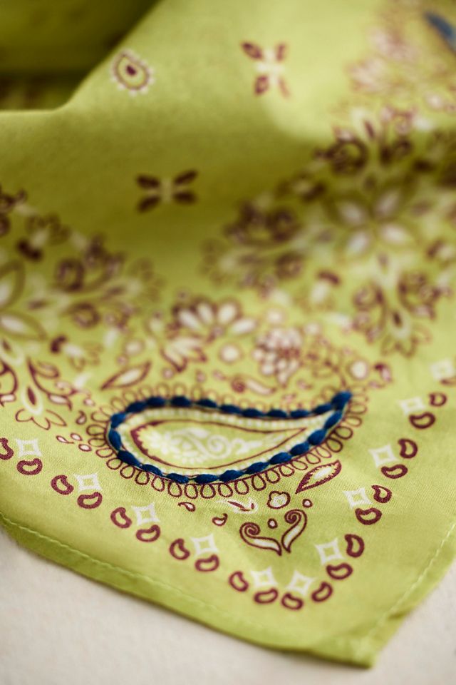 Embroidered Paisley Cotton Bandana #2