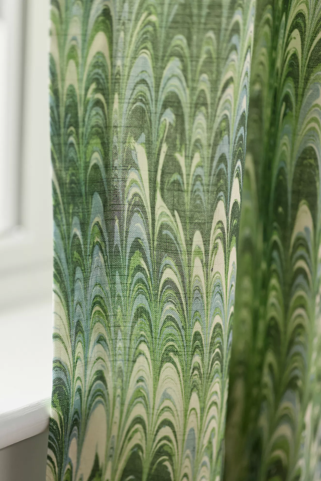 Marbled Printed Woven Cotton Curtain - thumbnail 2