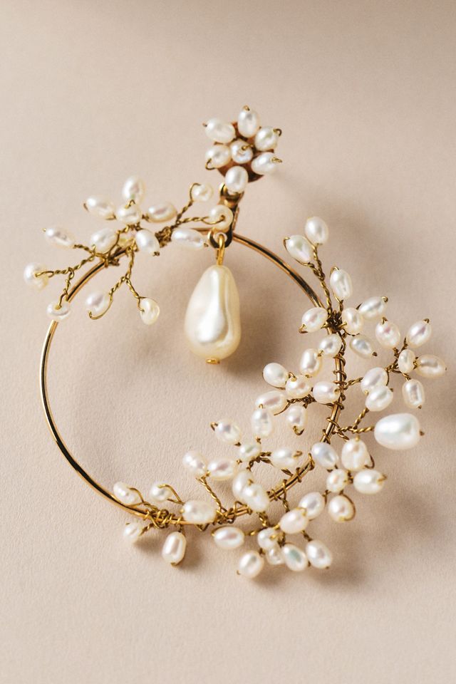 Twigs & Honey Freshwater Pearl Hoop Earrings #1