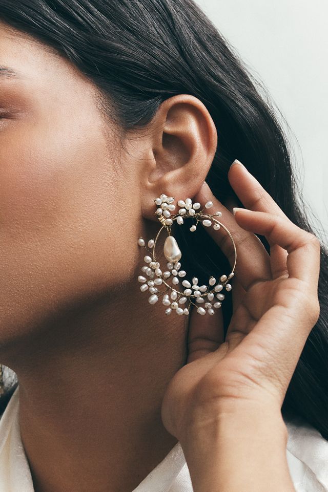 Twigs & Honey Freshwater Pearl Hoop Earrings #3