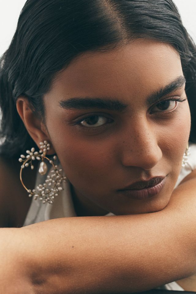 Twigs & Honey Freshwater Pearl Hoop Earrings #4