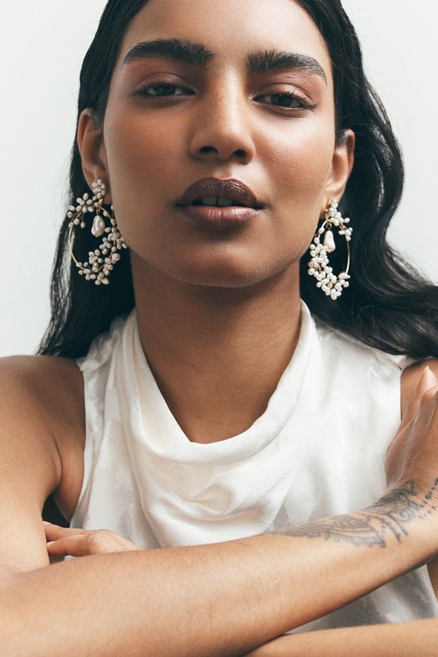 Twigs & Honey Freshwater Pearl Hoop Earrings #2
