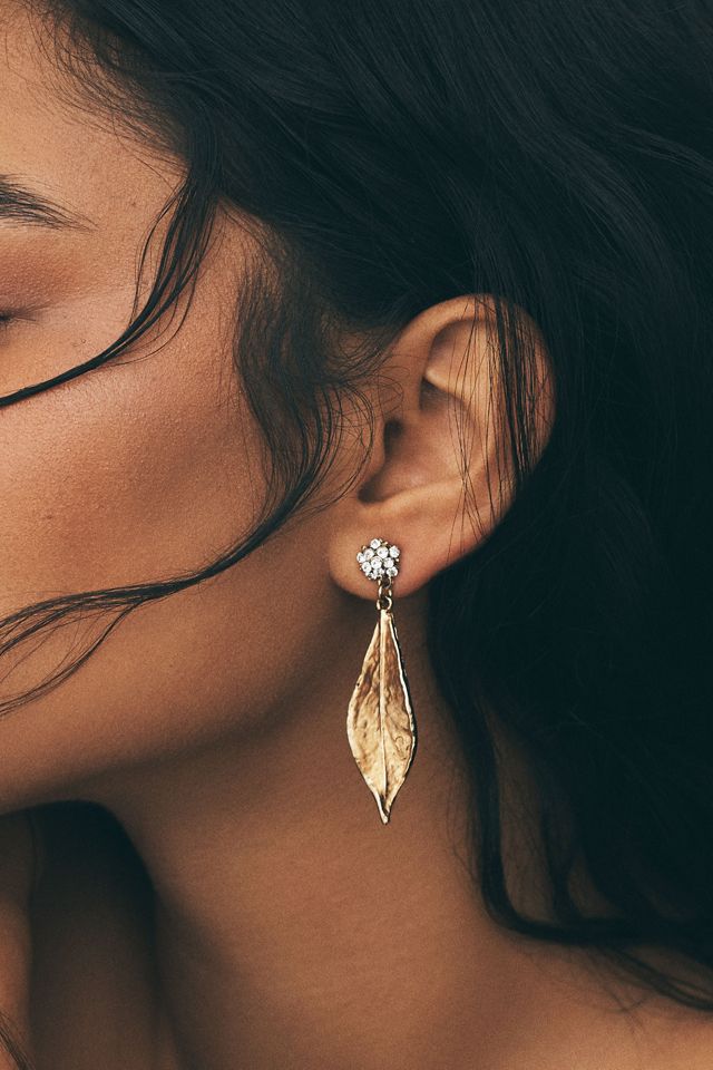 Twigs & Honey Antique Leaf Drop Earrings #1