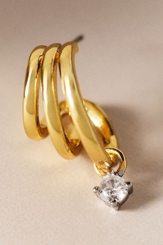 CZ By Kenneth Jay Lane Triple Hoop Earrings #1