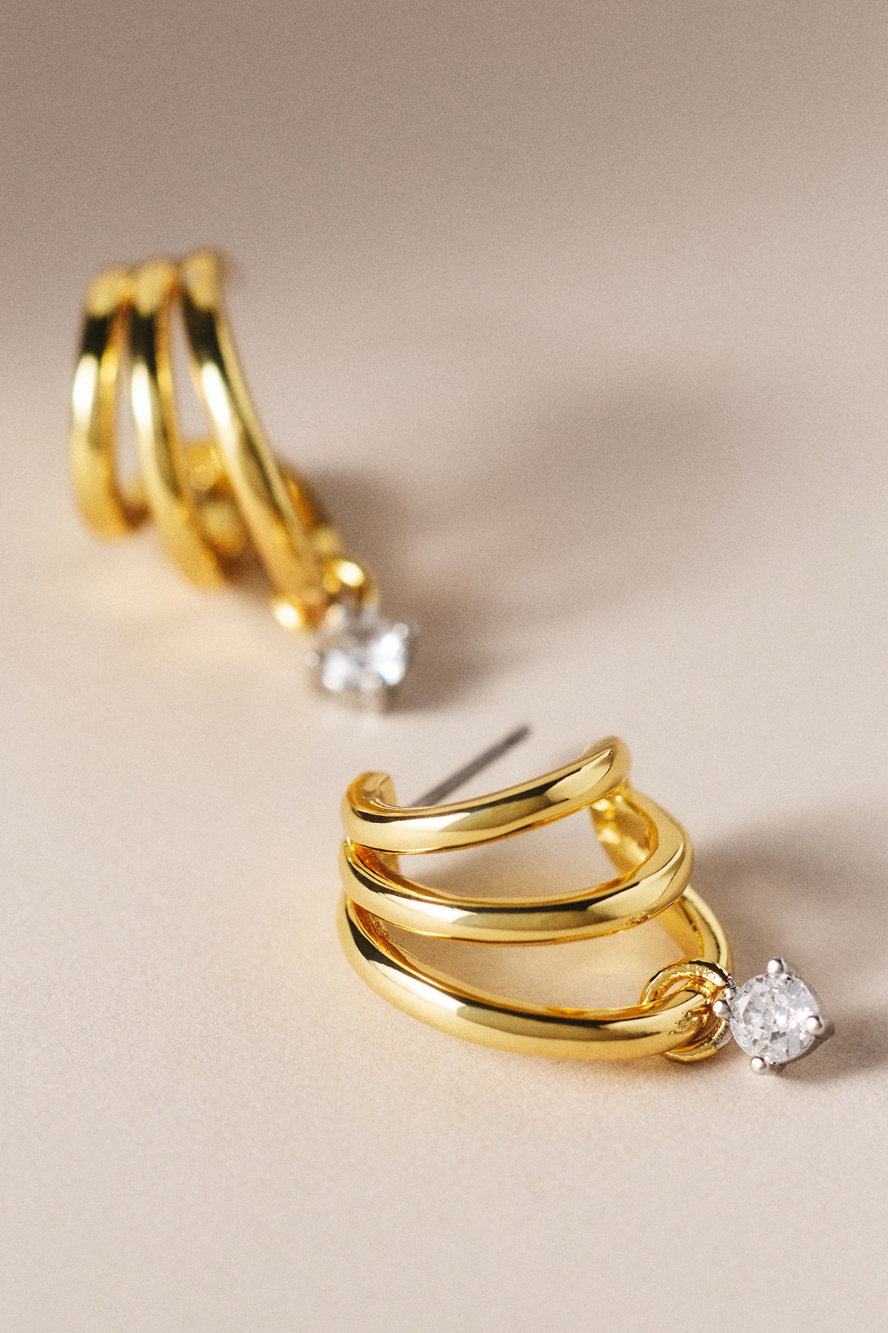 CZ By Kenneth Jay Lane Triple Hoop Earrings