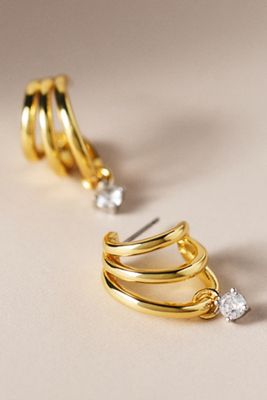 CZ By Kenneth Jay Lane Triple Hoop Earrings