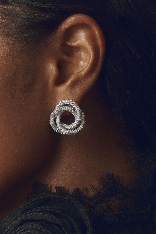 CZ By Kenneth Jay Lane Pavé Triple Circle Earrings #4