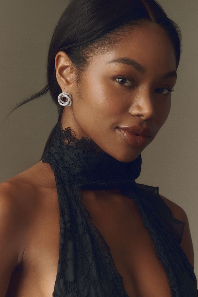 CZ By Kenneth Jay Lane Pavé Triple Circle Earrings #3