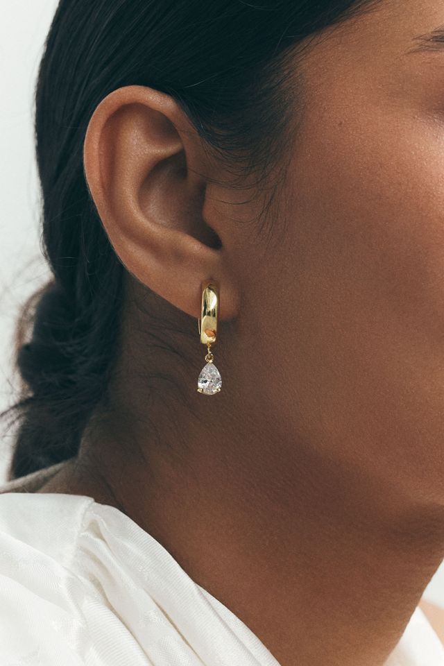 CZ By Kenneth Jay Lane Pear-Cut Hoop Earrings #3