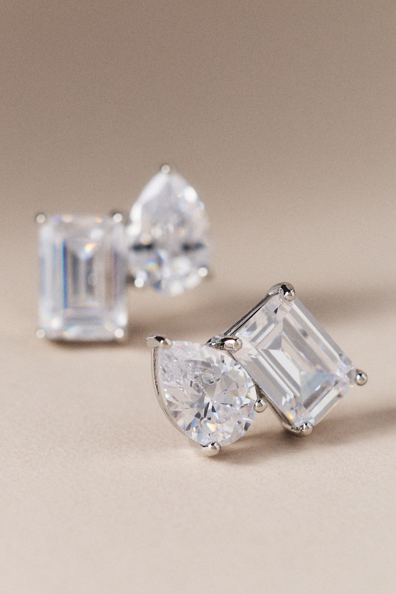 Kenneth Jay Lane Emerald & Pear Toi et Moi Stud Earrings