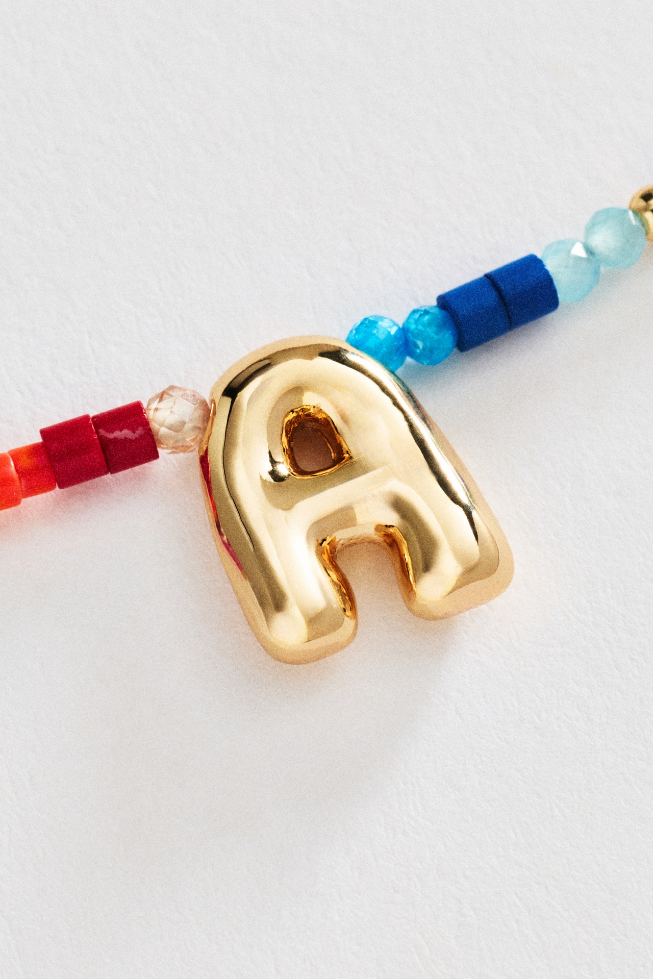 Mini Beaded Bubble Initial Necklace