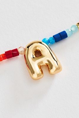 Mini Beaded Bubble Initial Necklace