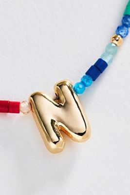 Mini Beaded Bubble Initial Necklace