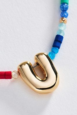 Mini Beaded Bubble Initial Necklace