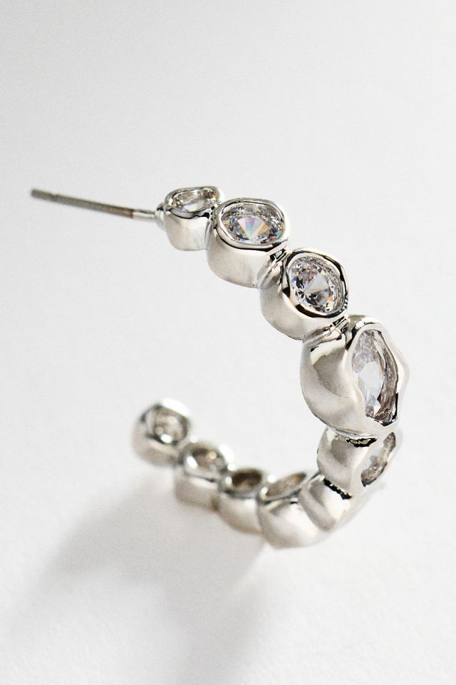 Bezel Crystal Hoop Earrings #1