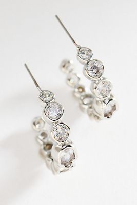 Bezel Crystal Hoop Earrings