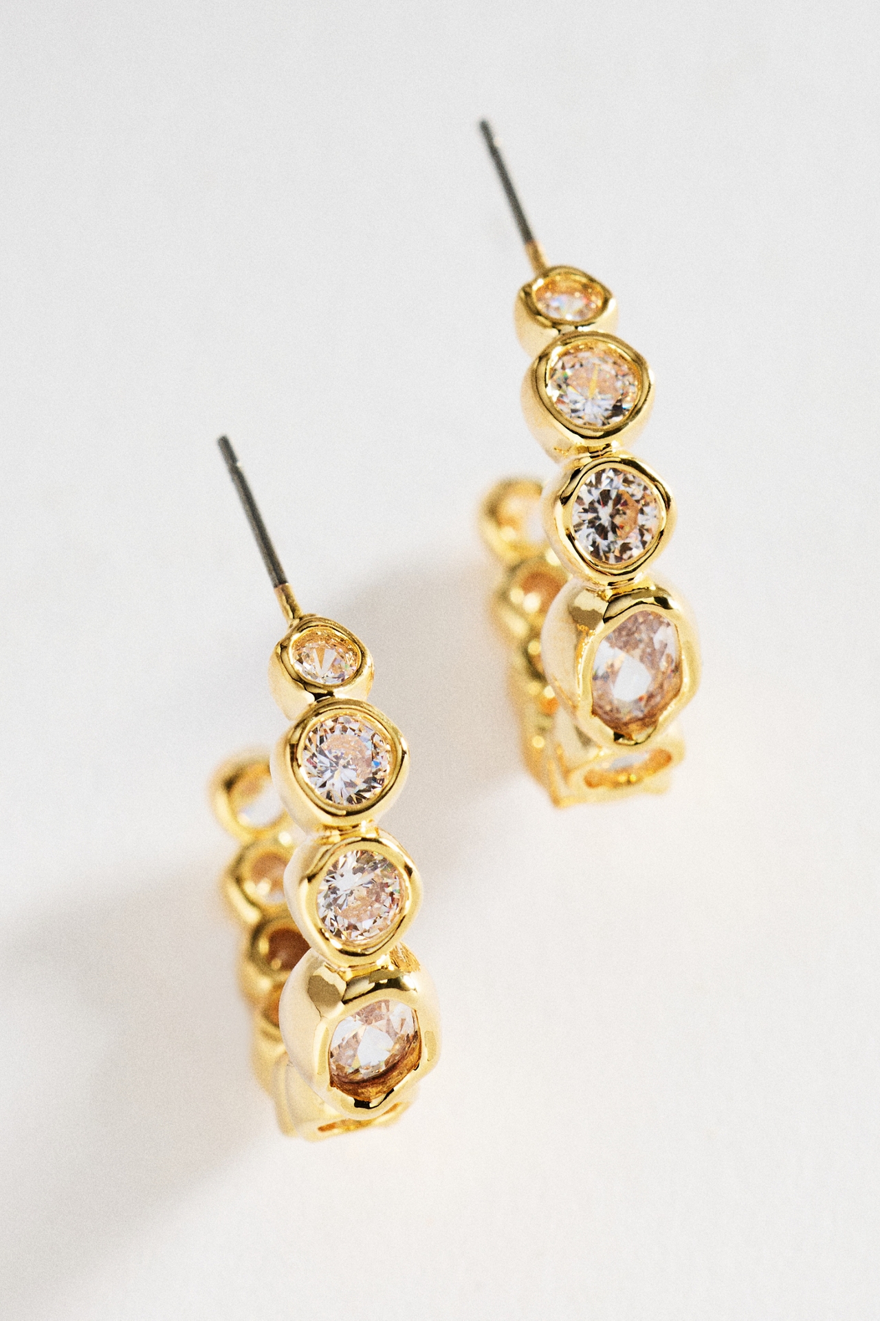 Bezel Crystal Hoop Earrings
