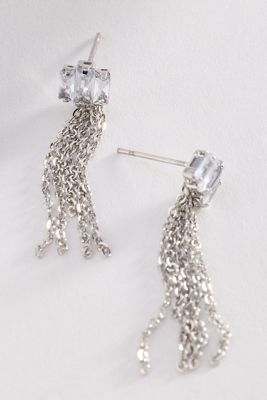Crystal & Fringe Post Earrings