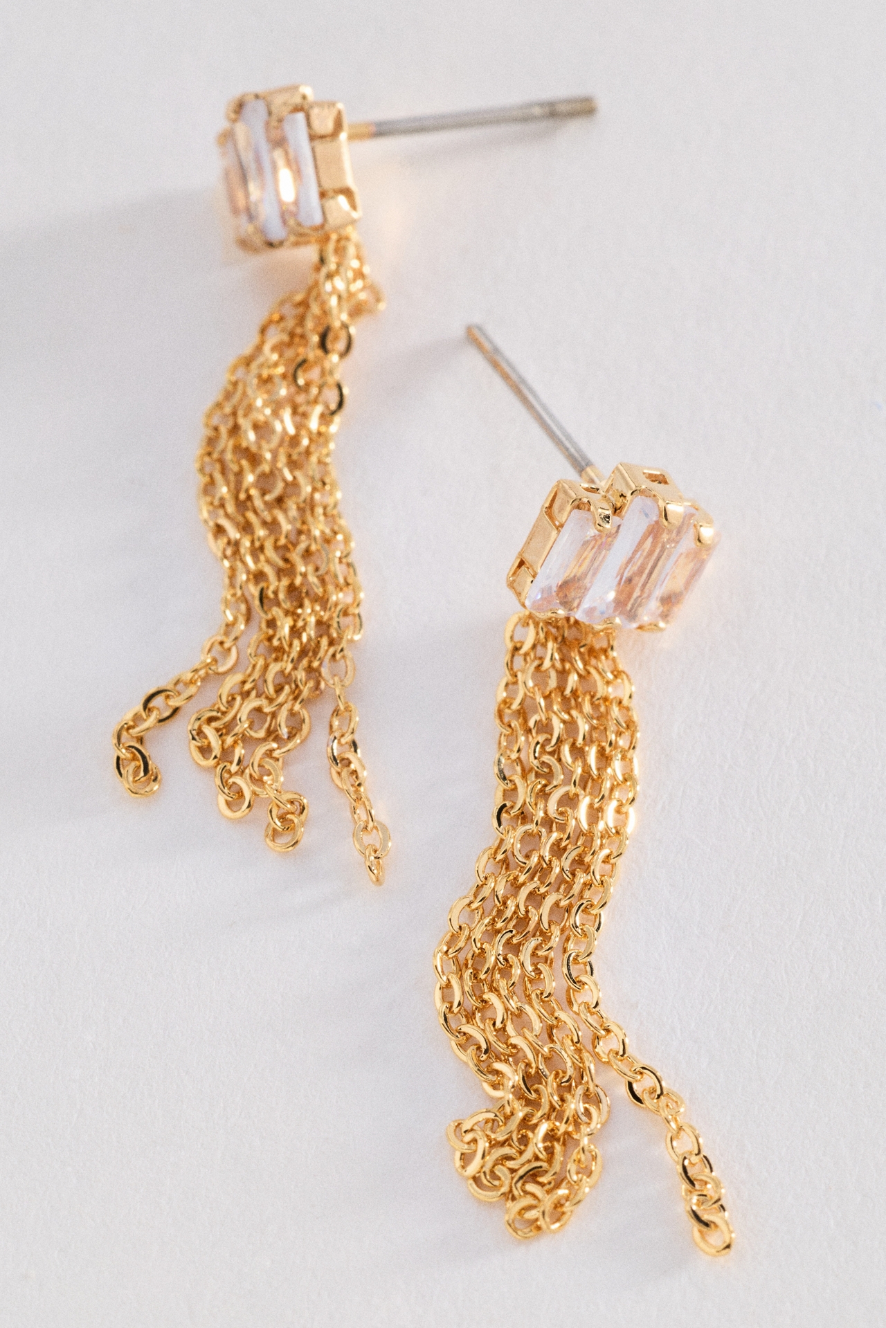 Crystal & Fringe Post Earrings