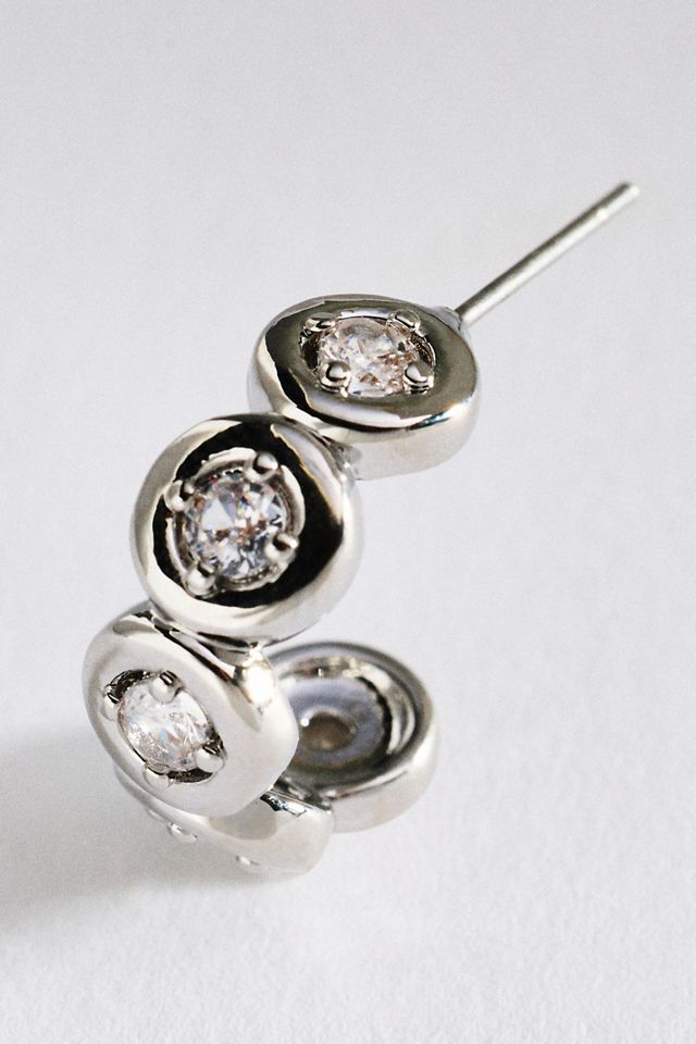 Bezel-Set Crystal Hoop Earrings #1
