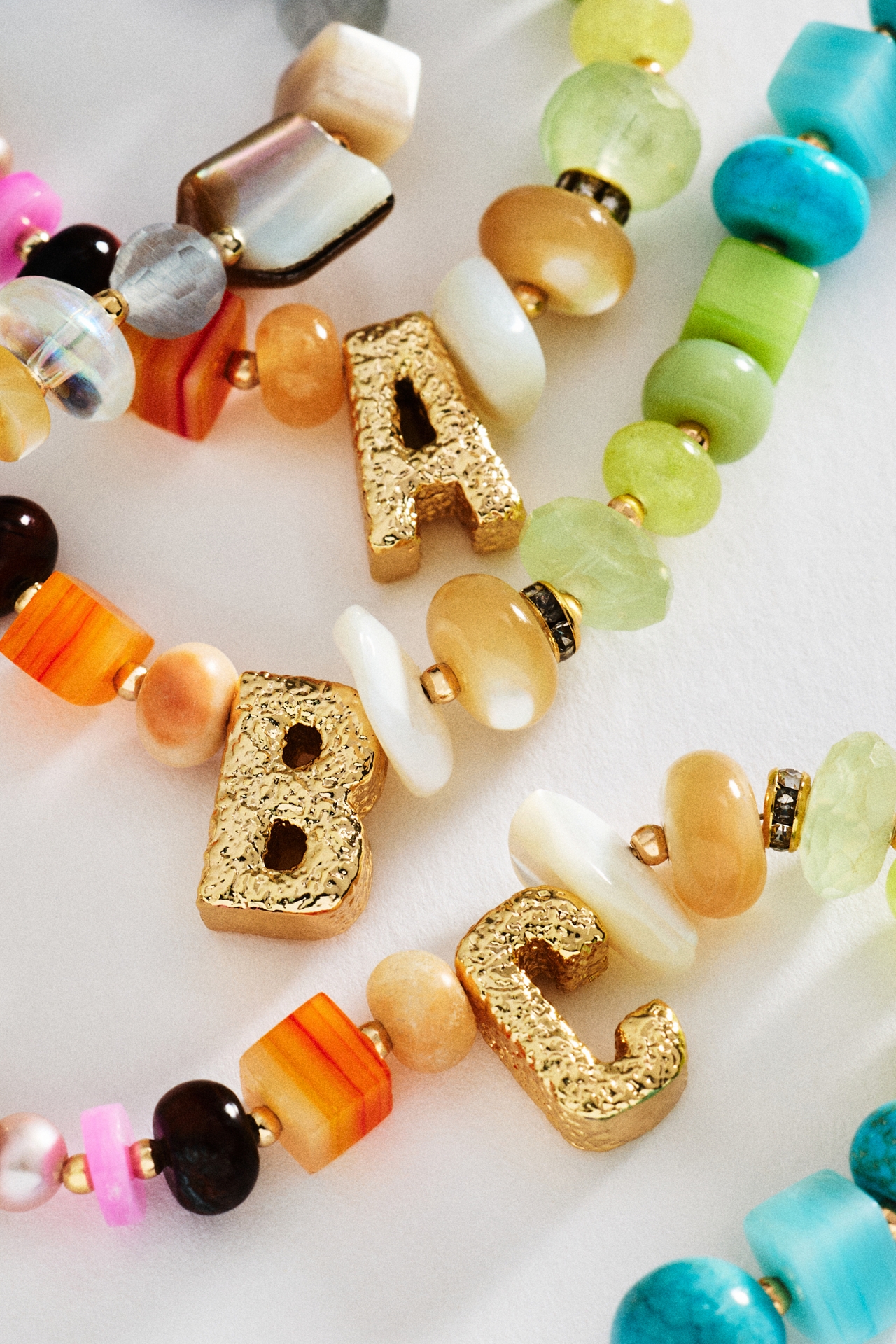 Chunky Mixed Bead Initial Necklace