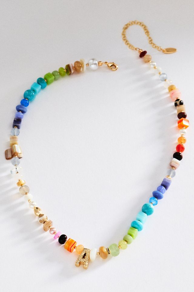 Chunky Mixed Bead Initial Necklace #2