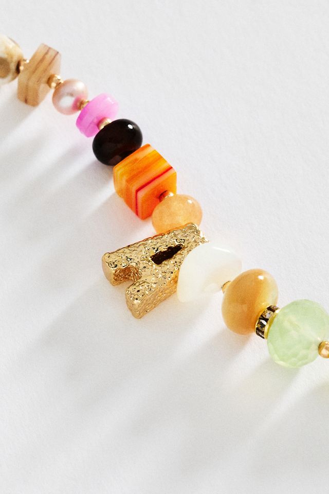 Chunky Mixed Bead Initial Necklace #1