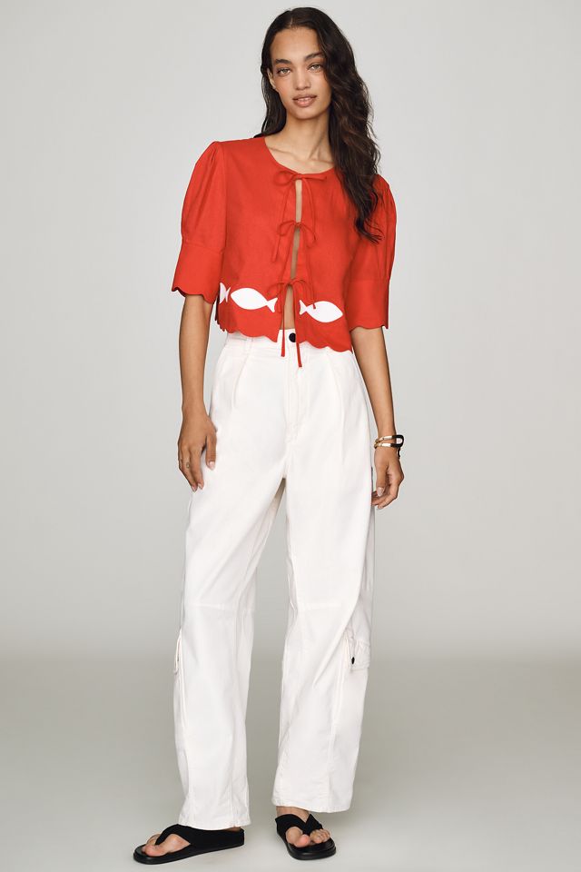 Sister New York Scalloped Fish Tie-Front Top #1