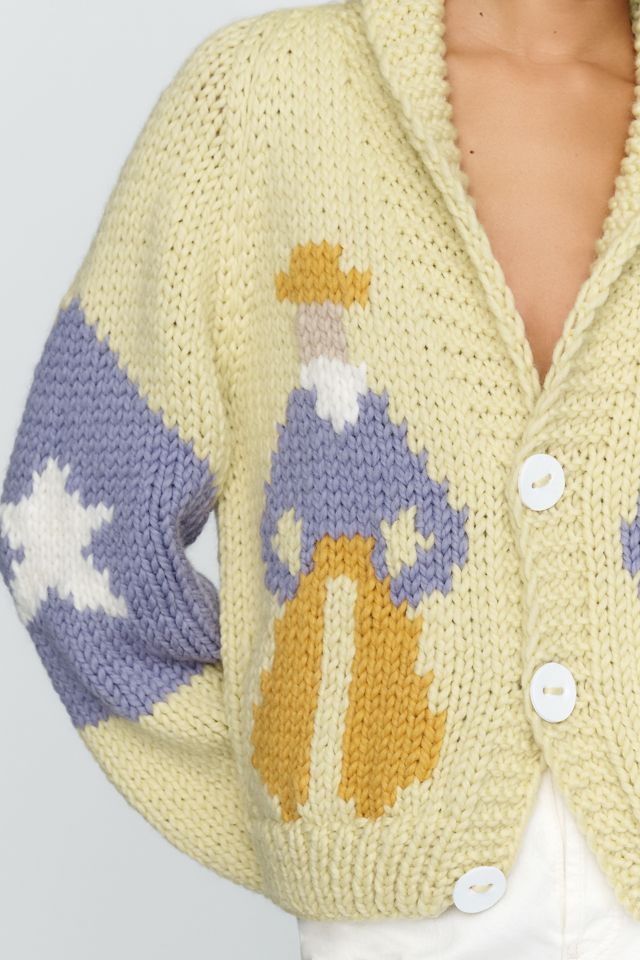 GOGO Sweaters 100% Wool Hand Knit Cowboy Cardigan #1