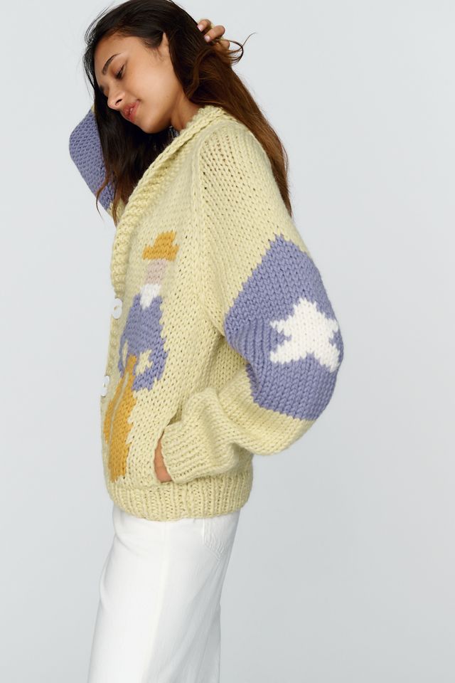 GOGO Sweaters 100% Wool Hand Knit Cowboy Cardigan #4