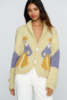 GOGO Sweaters 100% Wool Hand Knit Cowboy Cardigan