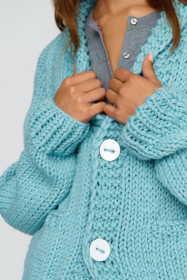 GOGO Sweaters 100% Wool Hand Knit Mountain Girl Cardigan #3