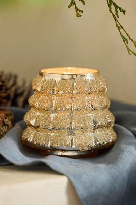 Sparkling Tree Glass Votive Holder