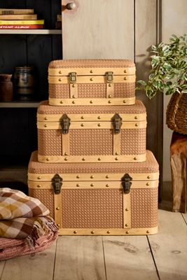 Textured Storage Chests, Set of 3